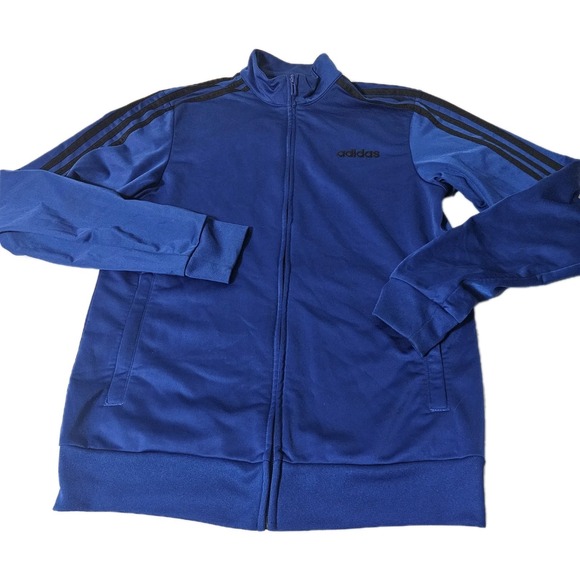Adidas Jacket Women S Blue Black Track Suit Warm Up 3 Stripes Soccer Ladies - Picture 1 of 7